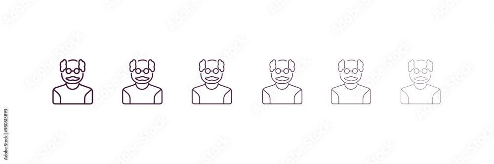 Poster old man outline icon. linear vector from people concept. 6 different line style old man icon include