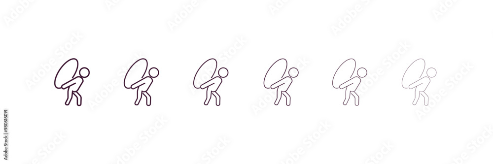Poster burden outline icon. linear vector from people concept. 6 different line style burden icon included 