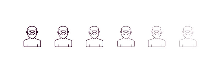 muslim man outline icon. Linear vector from people concept. 6 different line style muslim man icon included thin, light, regular, medium, bold, black