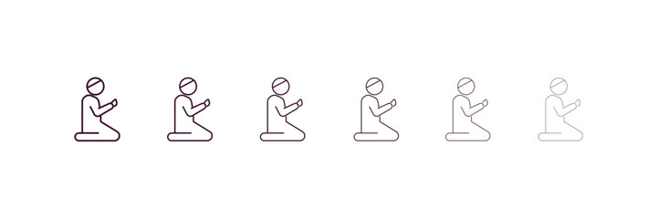 salat outline icon. Linear vector from people concept. 6 different line style salat icon included thin, light, regular, medium, bold, black