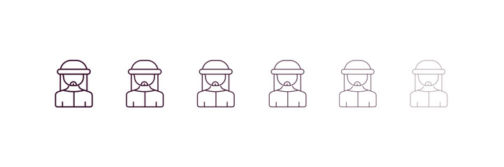 bedouin outline icon. Linear vector from people concept. 6 different line style bedouin icon included thin, light, regular, medium, bold, black