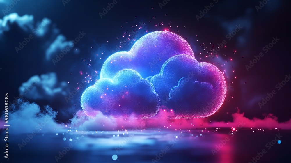 Aufkleber cloud computing with technology style