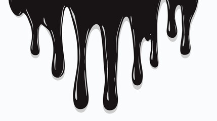 Black dripping oil stain, melt drips , melting liquid drops, ink splatter silhouettes isolated vector illustration