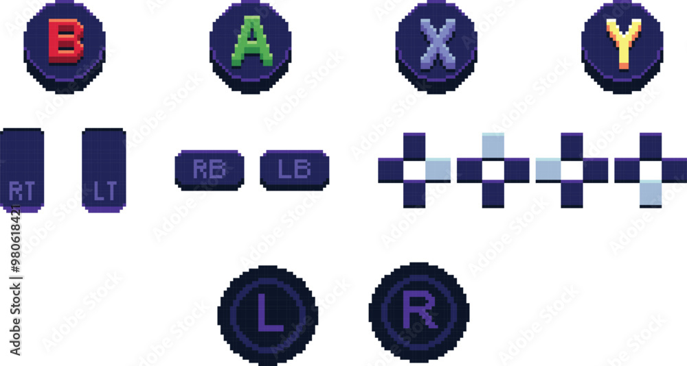 Aufkleber controller buttons vector set. full games set buttons. controller triggers and bumpers vector illust