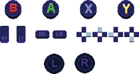 controller buttons vector set. Full games set buttons. controller triggers and bumpers vector illustration. Joysticks. controller game pad directions set © Mohamed Al Ouardi