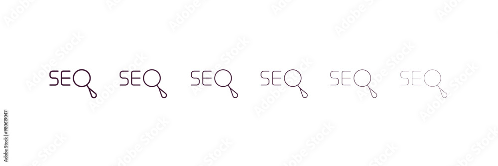 Poster seo outline icon. linear vector from programming concept. 6 different line style seo icon included t