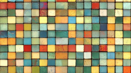 Fototapeta premium Vibrant mosaic of ceramic tiles in a kaleidoscope of colors reflecting artistic craftsmanship