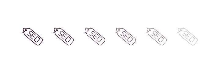 seo tags outline icon. Linear vector from programming concept. 6 different line style seo tags icon included thin, light, regular, medium, bold, black
