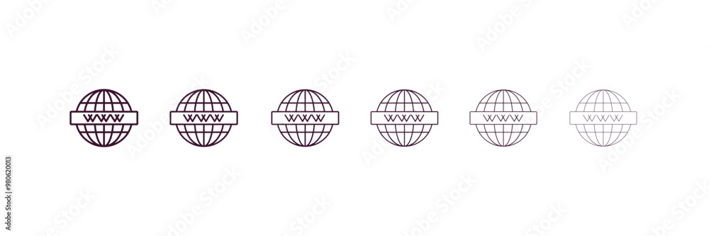 Poster web domain outline icon. linear vector from programming concept. 6 different line style web domain i