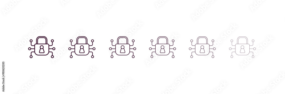 Poster encryption outline icon. linear vector from programming concept. 6 different line style encryption i