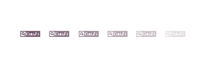 http outline icon. Linear vector from programming concept. 6 different line style http icon included thin, light, regular, medium, bold, black