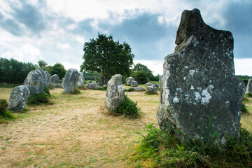 Stone circle in Carnac, Brittany, France. One of the most beautiful megalithic sites in Europe.