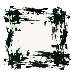 Abstract Grunge Frame with Black Brush Strokes on Textured Background