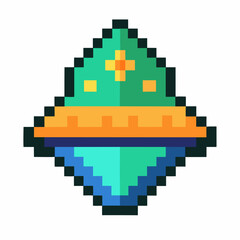 Fototapeta premium Colorful Pixel Art Gem with Geometric Design and Retro Aesthetic