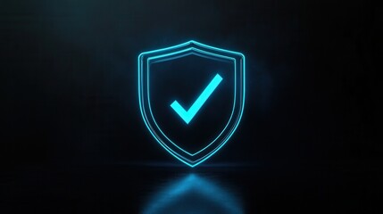 "Modern Digital Security Shield with Checkmark"