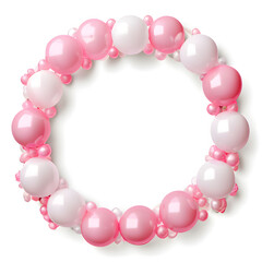 frame of white and light pink beads