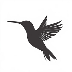Fototapeta premium Hummingbird Silhouette, Illustration Isolated On White Background
