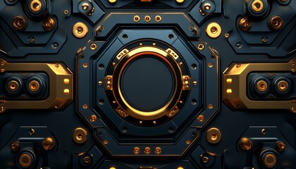 Abstract Metallic Panel with Glowing Circular Detail