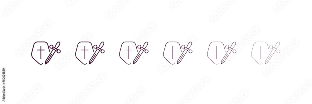 Poster crusade outline icon. linear vector from religion concept. 6 different line style crusade icon inclu