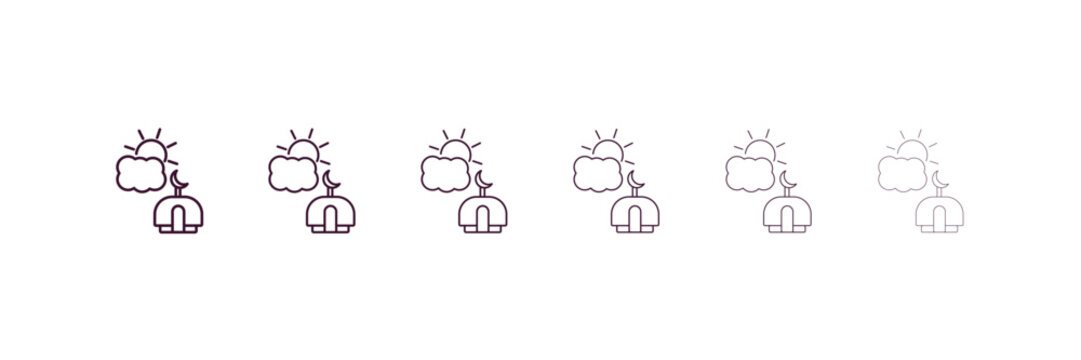 assr outline icon. Linear vector from religion concept. 6 different line style assr icon included thin, light, regular, medium, bold, black