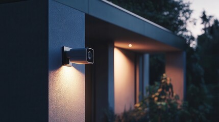 Modern Outdoor Security Camera at Dusk