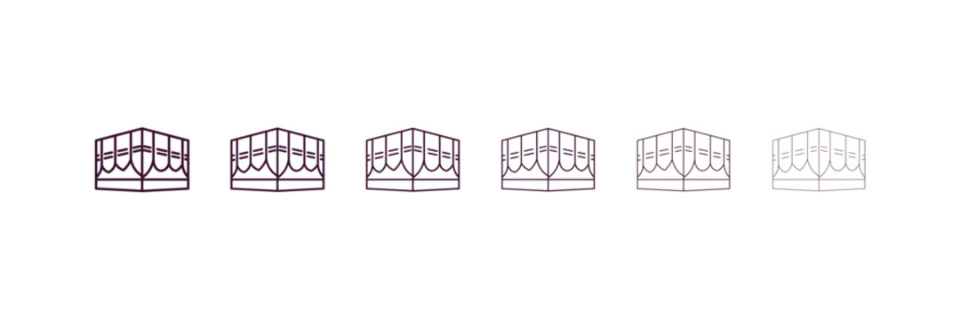 kaaba outline icon. Linear vector from religion concept. 6 different line style kaaba icon included thin, light, regular, medium, bold, black