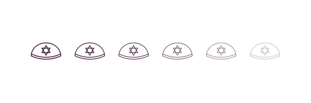 recommend clip art: yarmulke outline icon. Linear vector from religion concept. 6 different line style yarmulke icon included thin, light, regular, medium, bold, black