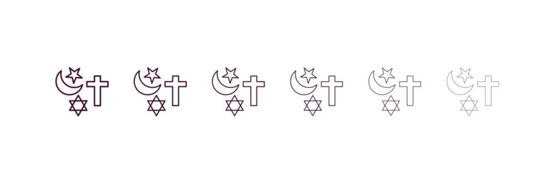 abrahamic outline icon. Linear vector from religion concept. 6 different line style abrahamic icon included thin, light, regular, medium, bold, black