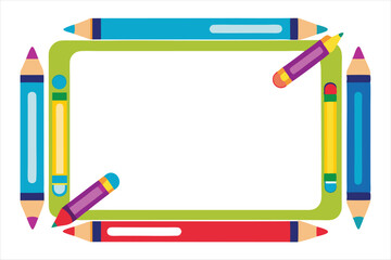 Colorful Pencils Frame Vector Design