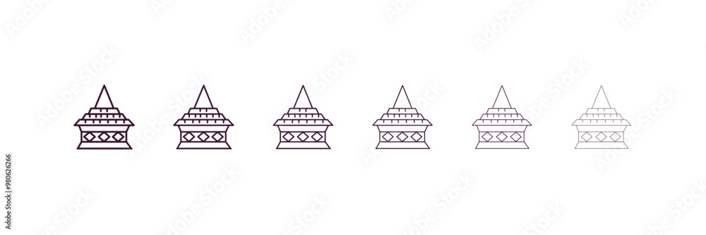 Aufkleber doi suthep outline icon. linear vector from religion concept. 6 different line style doi suthep icon