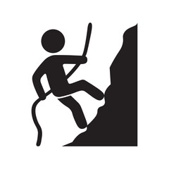 vector flat icon of a person climbing a cliff