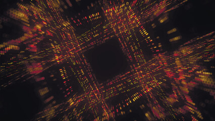 Abstract digital tunnel. Data flow information. Big data visualization. Digital communication concept. Vector illustration