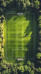High angle view of soccer field 