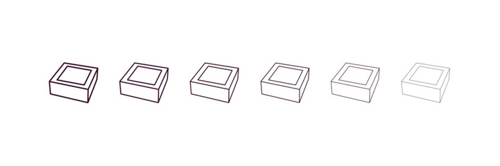 cake box outline icon. Linear vector from restaurant concept. 6 different line style cake box icon included thin, light, regular, medium, bold, black