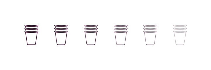 cardboard cup outline icon. Linear vector from restaurant concept. 6 different line style cardboard cup icon included thin, light, regular, medium, bold, black