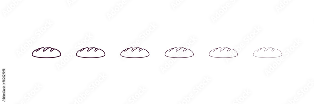 Poster load of bread outline icon. linear vector from restaurant concept. 6 different line style load of br