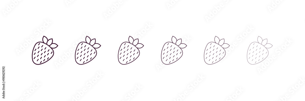 Poster strawberry drawing outline icon. linear vector from restaurant concept. 6 different line style straw