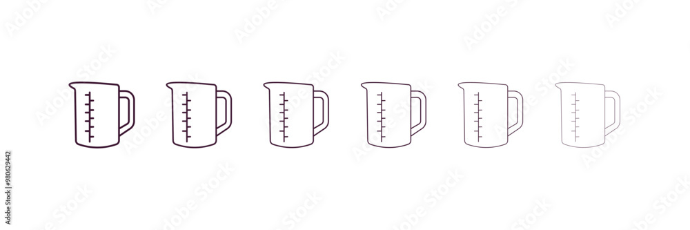 Aufkleber measurement jar outline icon. linear vector from restaurant concept. 6 different line style measurem