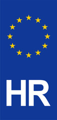 Croatian Euroband with National Symbol: Blue Background Representing European Union and Croatian Identity for Vehicle Registration.