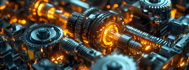 Complex Industrial Mechanism with Polished Shafts