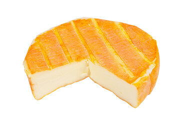 Brie or camambert cheese isolated on white background.