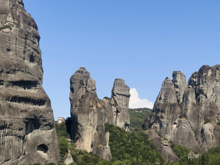 Sandstone mountains and valleys of Meteora, Greece