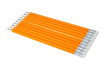 Sharpened graphite pencils isolated on white background