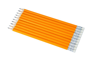 Sharpened graphite pencils isolated on white background