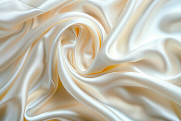 Obraz premium Closeup of smooth and flowing white silk fabric with elegant folds and curves, creating soft texture
