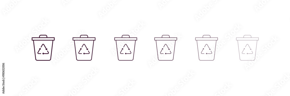 Poster recycling bin outline icon. linear vector from tools concept. 6 different line style recycling bin i