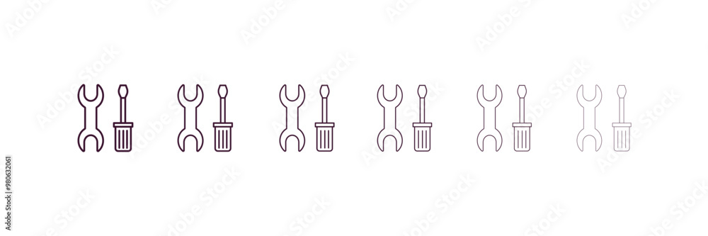 Poster reparation outline icon. linear vector from tools concept. 6 different line style reparation icon in