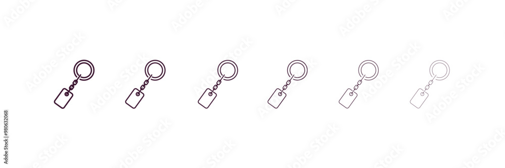 Poster key ring outline icon. linear vector from tools concept. 6 different line style key ring icon includ