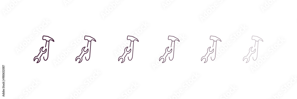 Poster tools and utensils outline icon. linear vector from tools concept. 6 different line style tools and 