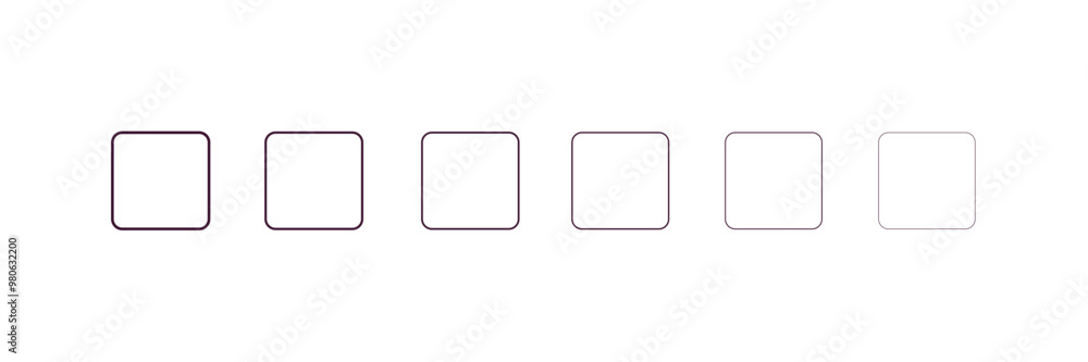 Aufkleber basic square outline icon. linear vector from tools concept. 6 different line style basic square ico